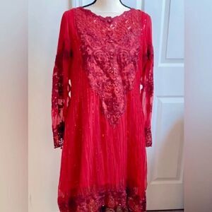 Red Embellished Women's Dress